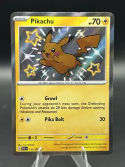 Pikachu 131/091 SV: Paldean Fates Holo Shiny Rare Basic Pokemon Card - Image 1
