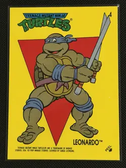 Leonardo # 4 TMNT Teenage Mutant Ninja Turtles Sticker Card Mirage/Surge 1989 - Image 1