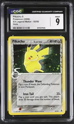 CGC 9 MINT Pikachu 2006 EX Legend Maker 93/92 Holo Pokemon Card - Image 1