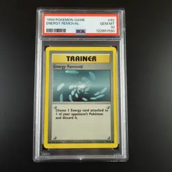 PSA 10 Energy Removal 92/102 Base Set 1999 Graded Pokemon Card - Image 1