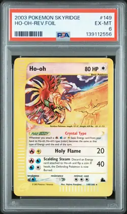 2003 POKEMON SKYRIDGE #149 HO-OH-REVERSE FOIL PSA 6 - Image 1