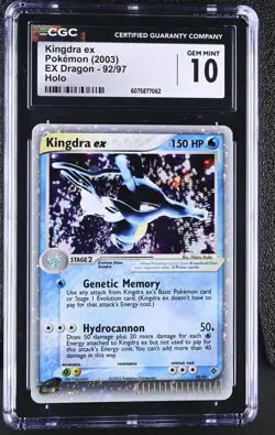 CGC 10 GEM MINT Kingdra ex 2003 EX Dragon 92/97 Holo Pokemon Card - Image 1