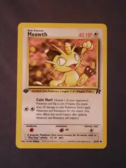 Pokemon Card Team Rocket 1st Edition Regular Finish Meowth 62/82 Vintage - Image 3