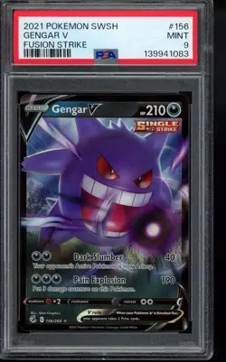 2021 Gengar V 156/264 Swsh08: Fusion Strike Holo PSA 9 Pokemon - Image 1