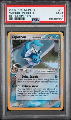 2005 POKEMON EX DELTA SPECIES #18 VAPOREON-HOLO PSA 9 - Image 1