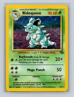 NIDOQUEEN - 7/64 - JUNGLE - HOLO RARE POKEMON CARD - LP - Image 1