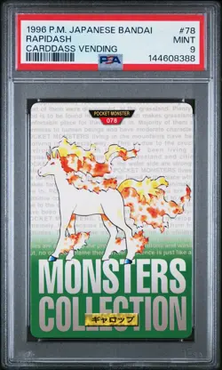 PSA 9 2026 CERT RAPIDASH 1996 POKEMON JAPANESE BANDAI CARDDASS VENDING #78 - Image 1