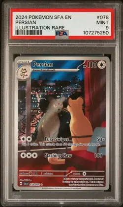 Pokemon Shrouded Fable Persian Illustration Rare 078/064 PSA 9 - Image 1
