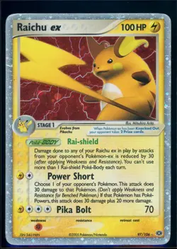 Pokemon EX EMERALD - #97/106 Raichu ex - Ultra Rare Holo - ENG - Damaged - Image 1