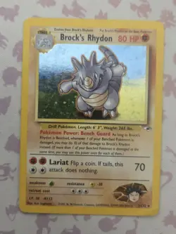 Brock’s Rhydon Pokemon Gym Heroes 2/132 Holo Rare Unlimited NM/LP On The Edges - Image 2