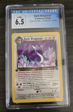 2000 Pokemon TCG Team Rocket Dark Dragonair 33/82 1st Edition CGC 6.5 EX/NM+ - Image 1