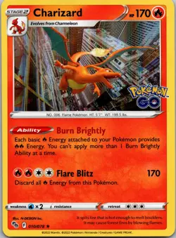 Charizard Holo Rare Pokemon GO 010/078 NM - Image 1