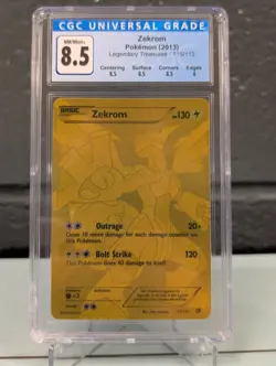 Pokemon Legendary Treasures Zekrom 115/113 GOLD SECRET Rare Full Art GCC 8.5 - Image 1