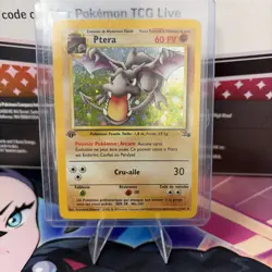 HP - Aerodactyl (Ptera) - French 1st Edition 1/62 Fossil Pokemon TCG - Holo Rare - Image 3