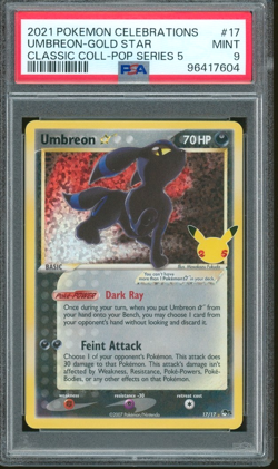 Pokemon Card PSA 9 Umbreon Gold Star 17/17 Celebrations 25th Anniversary 2021 - Image 1