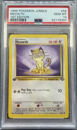 PSA 10 GEM MINT 💎 1999 POKEMON JUNGLE 1ST EDITION - MEOWTH #56 ENGLISH - Image 1
