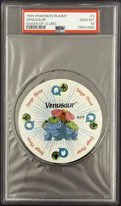 1999 Pokemon Rummy Venusaur Queen of Clubs #3 PSA 10 POP 21 - Image 1