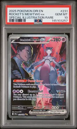 2025 POKEMON DRI EN-DESTINED RIVALS #231 TEAM ROCKET'S MEWTWO EX PSA 10 - Image 1