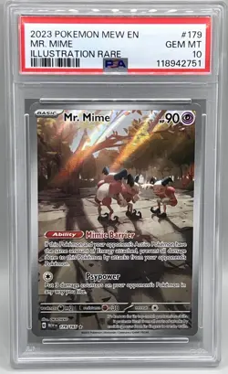 Pokemon TCG Mr. Mime Scarlet Violet-151 Holo Illustration Rare 179/165 PSA 10 - Image 1