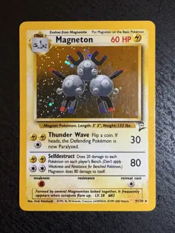 Pokemon TCG Base Set 2 Magneton 9/130 Vintage Holo Unlimited Holo Rare 2000/LP - Image 1