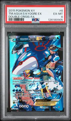 2015 POKEMON XY DOUBLE CRISIS #6 FULL ART/TEAM AQUA'S KYOGRE EX PSA 6 - Image 1