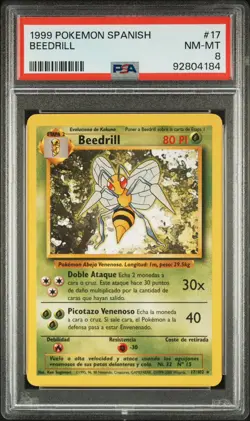 1999 Pokemon SPANISH Unlimited Base Set Beedrill 17/102 PSA 8 NM-MT - Image 1