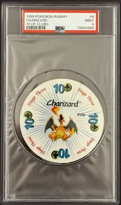 1999 Pokemon Rummy Charizard 10 of Clubs #6 PSA 9 - Image 1