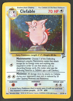 Pokemon TCG: Clefable 5/130 Base Set 2 WoTC Holo Rare - Image 1
