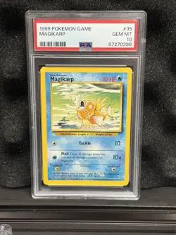 1999 POKEMON BASE SET UNLIMITED #35 MAGIKARP PSA 10 GEM MINT - Image 1