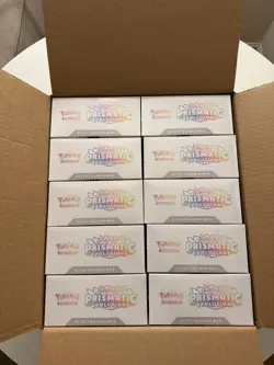 Pokemon TCG Prismatic Evolutions Case of 10x Sealed Elite Trainer Box ETB - Image 1