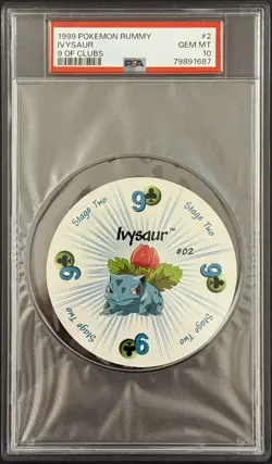 1999 Pokemon Rummy Ivysaur 9 of Clubs #2 PSA 10 POP 16 - Image 1