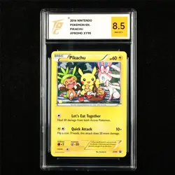 TQG 8.5 NM-MT+ 2016 Pokemon ENG Pikachu-Let's eat together XY95 Promo - Image 1