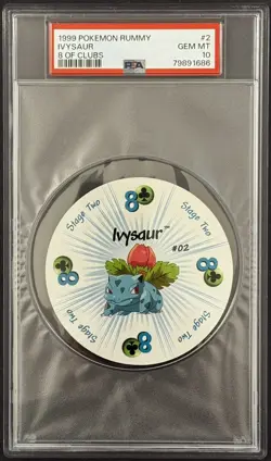 1999 Pokemon Rummy Ivysaur 8 of Clubs #2 PSA 10 POP 15 - Image 1