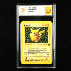 TQG 8.5 NM-MT+ 1999 Pokemon ENG Pikachu #1 PROMO - Image 1