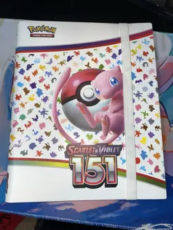 Pokemon Scarlet & Violet 151 Binder With Mew and Elastic Strap Broken Corner - Image 1
