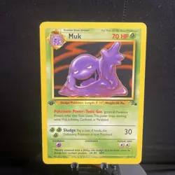 Pokemon TCG Fossil Muk 1st Edition Non-Holo Rare Card 28/62 MP - Image 1