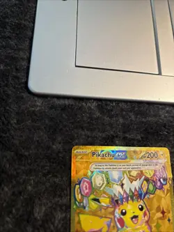 Pokemon TCG Pikachu EX Surging Sparks Holo Hyper Rare Gold 247/191 Crease - Image 3