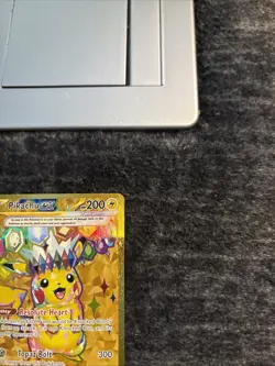 Pokemon TCG Pikachu EX Surging Sparks Holo Hyper Rare Gold 247/191 Crease - Image 4