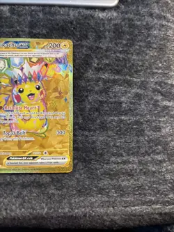 Pokemon TCG Pikachu EX Surging Sparks Holo Hyper Rare Gold 247/191 Crease - Image 5