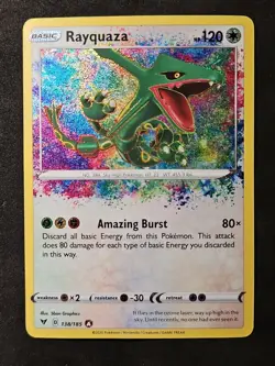 Rayquaza 138/185 Vivid Voltage 2020 Amazing Rare Holo Pokemon Card TCG (1B) - Image 1