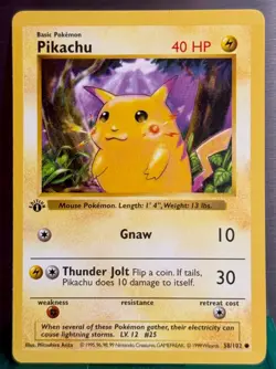 Pokemon TCG Pikachu Red Cheeks 1st Edition Base Set Shadowless 58/102 1999 WOTC - Image 1
