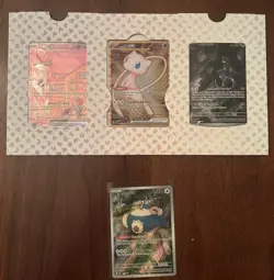 Pokemon 151 UPC Promo Set Mew 053, Mewtwo 052, Metal Mew 205, PLUS Snorlax Promo - Image 1