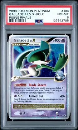 2009 POKEMON PLATINUM RISING RIVALS #106 GALLADE 4 LV.X-HOLO PSA 8 - Image 1