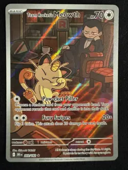 Pokemon Team Rocket's Meowth 203/182 Sv10: Destined Rivals Illustration Rare Fu… - Image 1