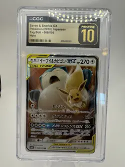 CGC 10 PRISTINE Eevee & Snorlax GX 066/095 Pokemon Tag Bolt 2018 Japanese - Image 1