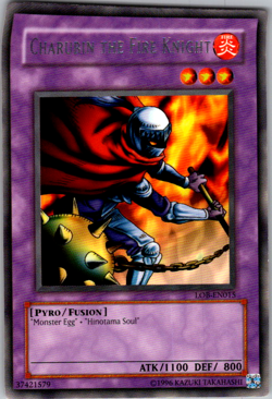 Charubin the Fire Knight YuGiOh Legend of Blue Eyes White Dragon #LOB-015 2002 - Image 1
