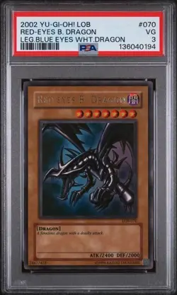 Yu-Gi-Oh! LOB-070 Red-Eyes Black Dragon PSA 3 | Legend of Blue Eyes | 2002 - Image 1