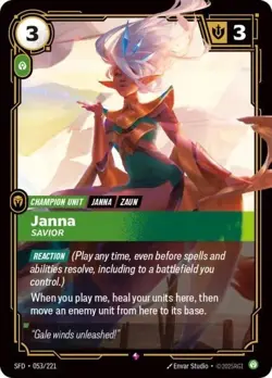 Riftbound League Of Legends Spiritforged Rare Foil Card #053 Janna Savior - Image 1