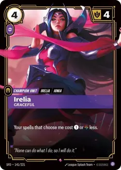 Riftbound League Of Legends Spiritforged Rare Foil Card #141 Irelia Graceful - Image 1