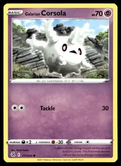 Galarian Corsola 117/264 Pokemon Card Fusion Strike Common 70 HP Near Mint NJ - Image 1